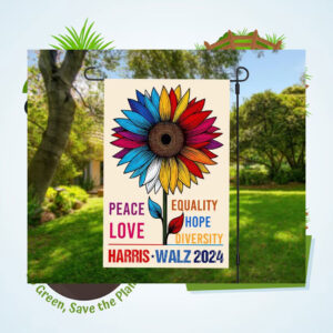 Harris Walz 2024 Colorful Peace Love Equality Hope Diversity Flags