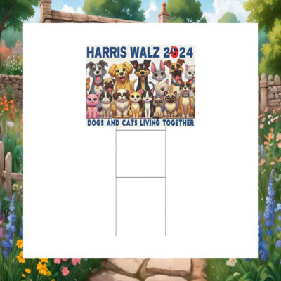 Harris Walz 2024 Dogs And Cats Living Together Yard Signs