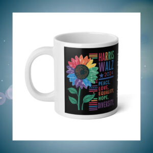 Harris Walz 2024 Peace, Love, Equality, Hope, Diversity Mug
