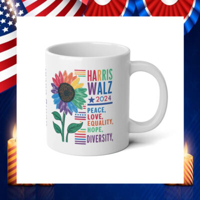 Harris Walz 2024 Peace, Love, Equality, Hope, Diversity Mugs