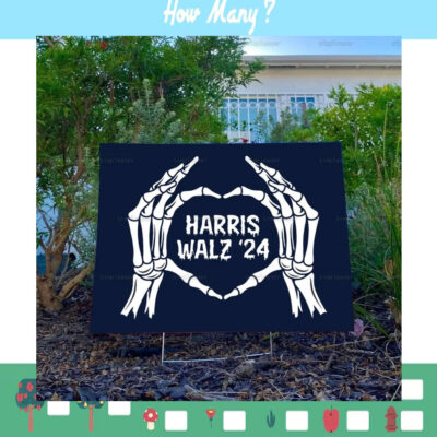 Harris Walz 2024 Skeleton Halloween Yard Sign