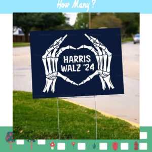 Harris Walz 2024 Skeleton Halloween Yard Sign