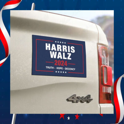 Harris Walz 2024 Truth Hope Decency Car Magnet
