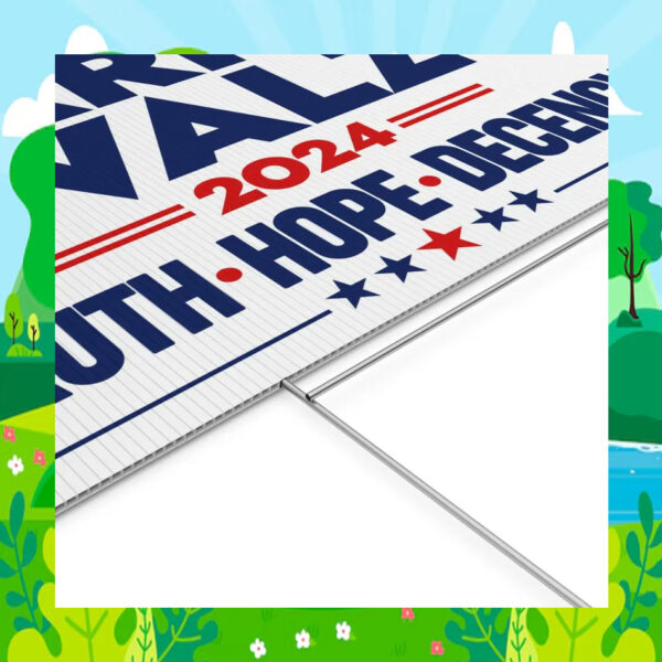 Harris Walz 2024 Truth Hope Decency Plastic Yard Signs