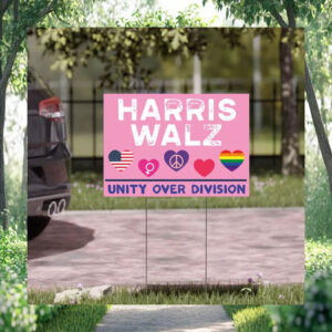 Harris Walz 2024 Unity Over Division Pink Yard Signs