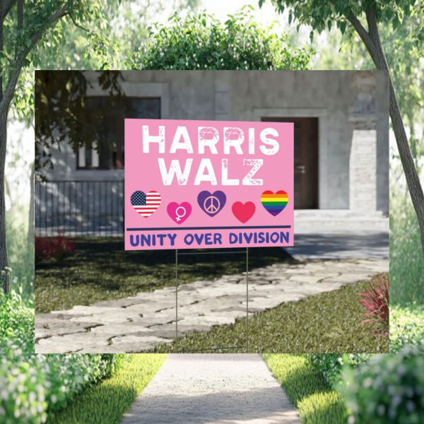Harris Walz 2024 Unity Over Division Pink Yard Signs