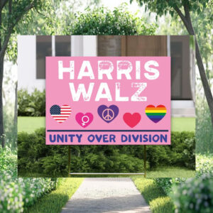 Harris Walz 2024 Unity Over Division Pink Yard Signs