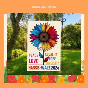 Harris Walz 24 Colorful Peace Love Equality Hope Diversity Flags