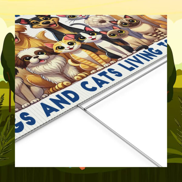 Harris Walz 24 Dogs and Cats Living Together Yard Signs