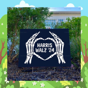 Harris Walz 24 Skeleton Halloween Yard Sign