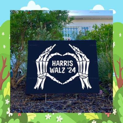 Harris Walz 24 Skeleton Halloween Yard Sign