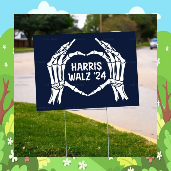 Harris Walz 24 Skeleton Halloween Yard Sign