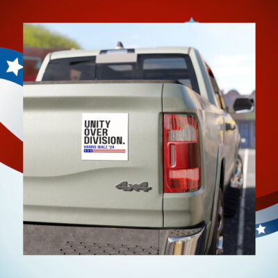Harris Walz 24 Unity Over Division Car Magnet