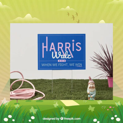 Harris Walz 24 When We Fight, We Win Yard Sign