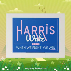 Harris Walz 24 When We Fight, We Win Yard Sign