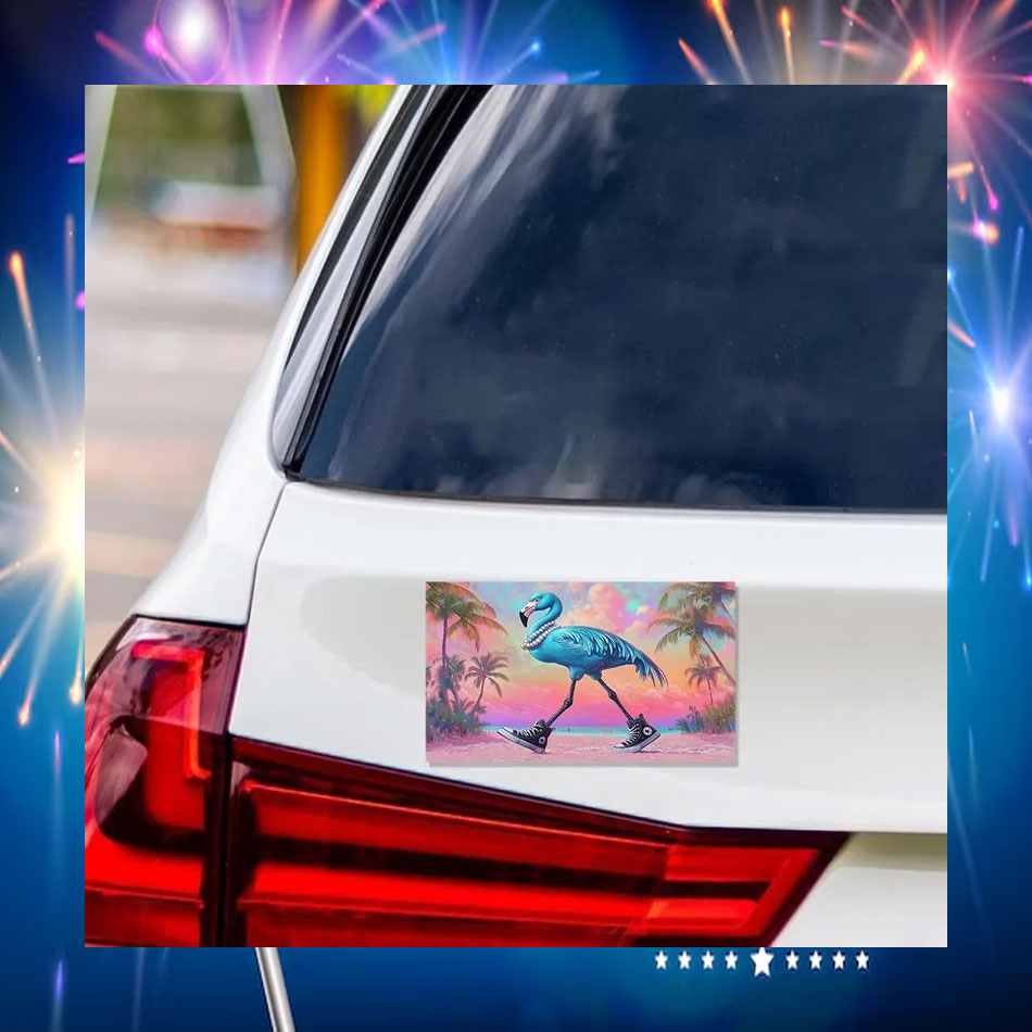 Harris Walz Blue Flamingo Car Magnet