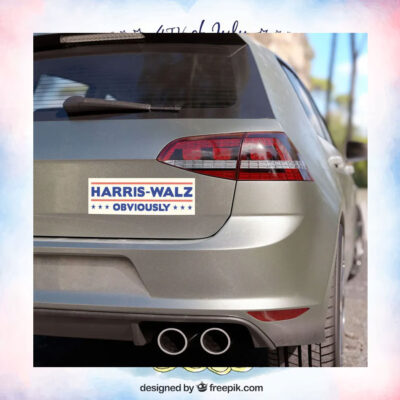 Harris Walz Obviously 2024 Political Car Magnet