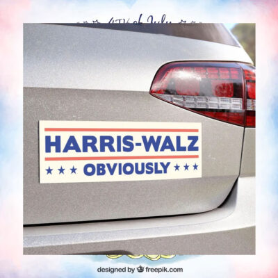 Harris Walz Obviously 2024 Political Car Magnet