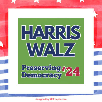 Harris Walz Preserving Democracy 2024 Green Car Magnet