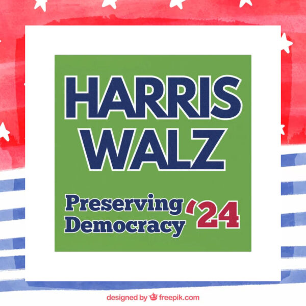 Harris Walz Preserving Democracy 2024 Green Car Magnet