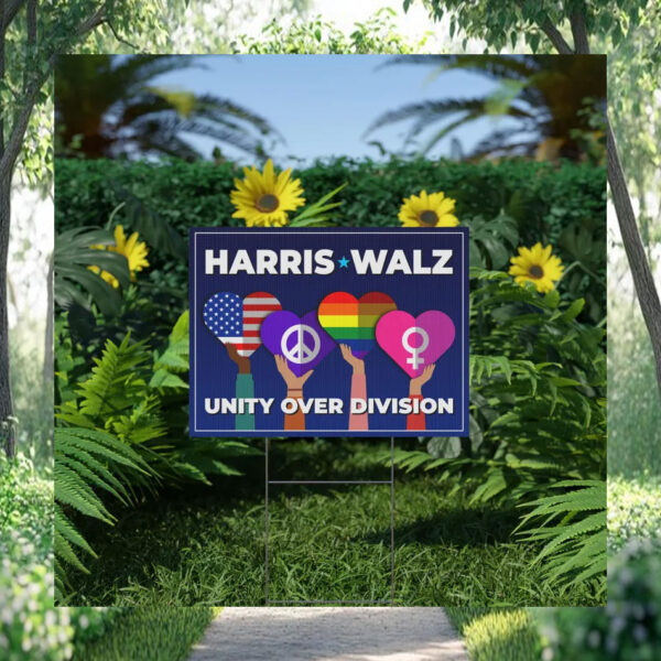 Harris Walz Unity Over Division LGBT Yard Signs