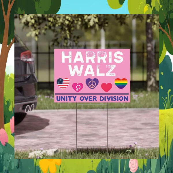 Harris Walz Unity Over Division Pink Yard Signs
