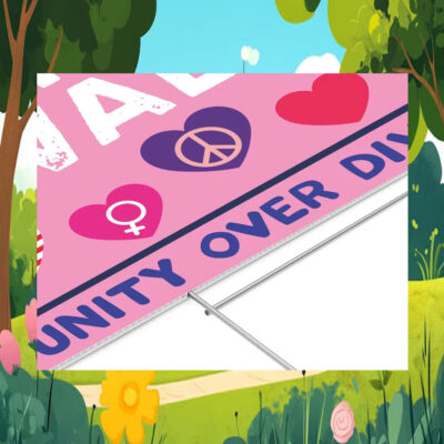 Harris Walz Unity Over Division Pink Yard Signs