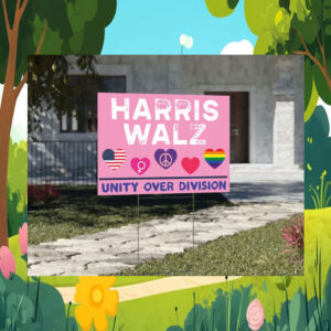 Harris Walz Unity Over Division Pink Yard Signs
