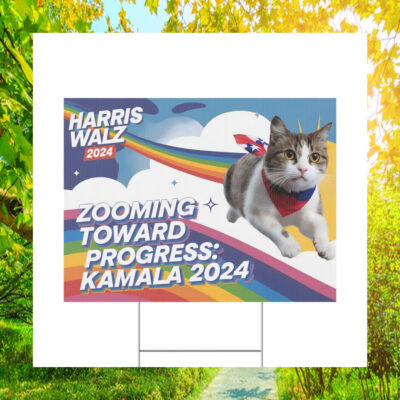 Harris Walz Zooming Towards Progress Kamala 2024 Yard Sign