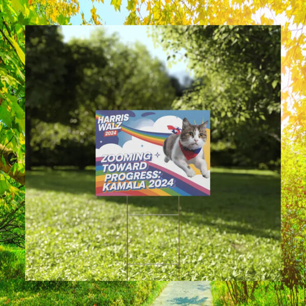 Harris Walz Zooming Towards Progress Kamala 2024 Yard Sign