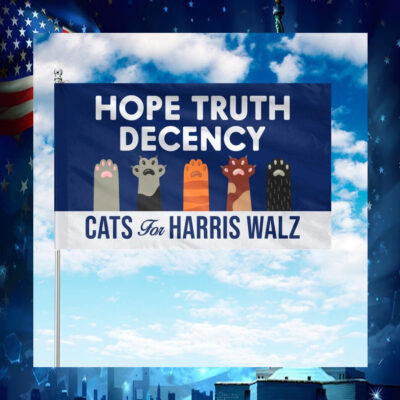 Hope Truth Decency Cats For Harris Walz 2024 Flag