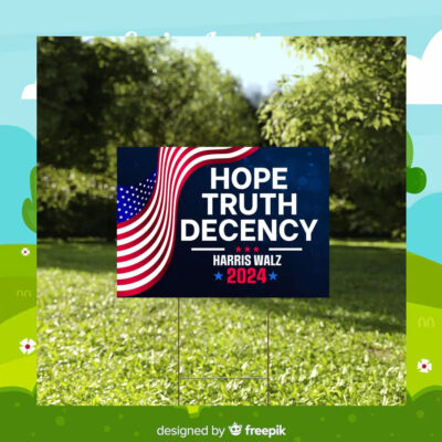 Hope Truth Decency Harris Walz 2024 Yard Sign