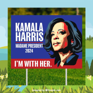I'm With Her Kamala Harris Madame President 2024 Political Yard Sign