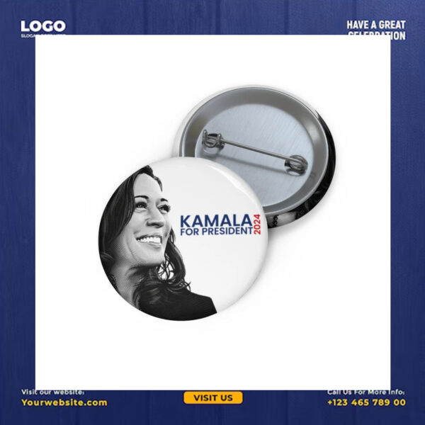 Kamala For President 2024 Pin Button