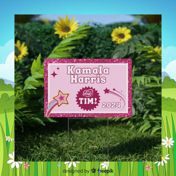 Kamala Harris And Tim 2024 Pink Yard Sign