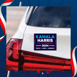 Kamala Harris For U.S. President 2024 Truth Hope Decency Car Magnet