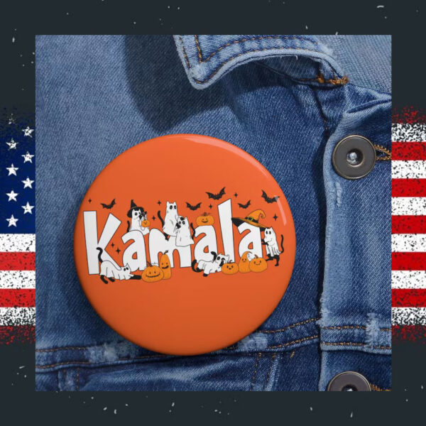 Kamala Harris Halloween Spooky Cat Pin Button