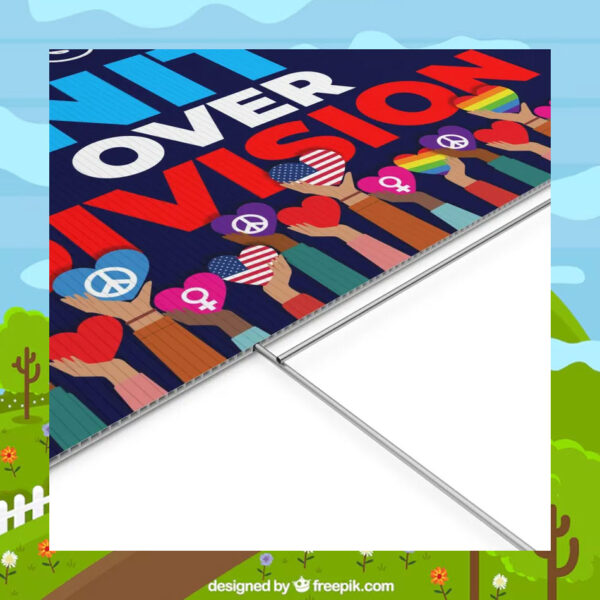 LGBTQ Harris Walz Unity Over Division 2024 Yard Sign