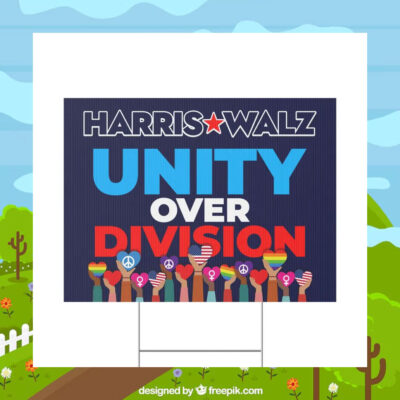 LGBTQ Harris Walz Unity Over Division 2024 Yard Sign