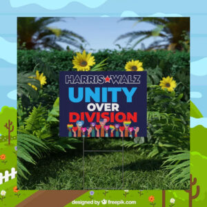 LGBTQ Harris Walz Unity Over Division 2024 Yard Sign