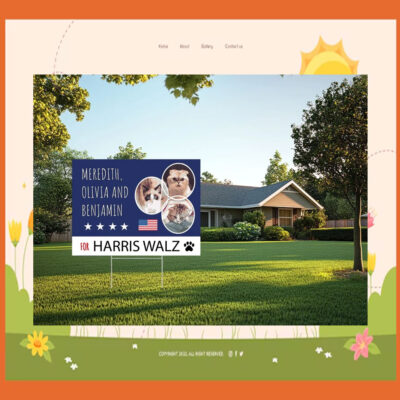Meredith, Olivia And Benjamin For Harris Walz 2024 Yard Signs