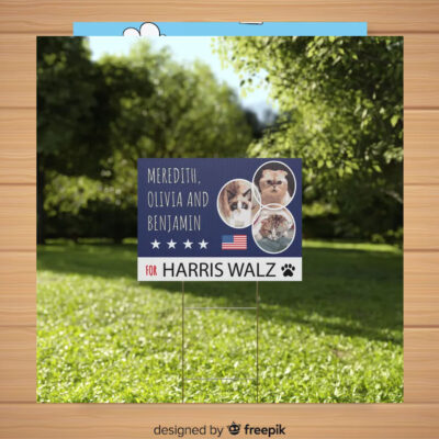 Meredith, Olivia And Benjamin For Harris Walz Plastic Yard Sign