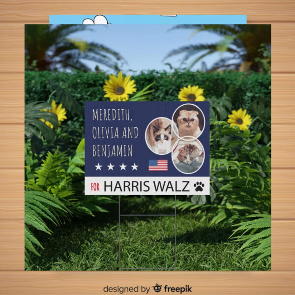 Meredith, Olivia And Benjamin For Harris Walz Plastic Yard Sign