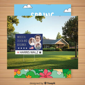Meredith, Olivia And Benjamin For Harris Walz Plastic Yard Sign