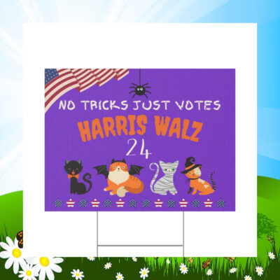 No Tricks Just Votes Cat Harris Walz 24 Halloween Sooky Yard Sign