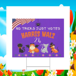 No Tricks Just Votes Harris Walz 24 Halloween Plastic Yard Sign