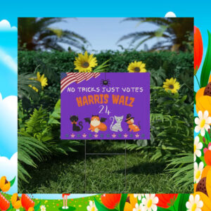 No Tricks Just Votes Harris Walz 24 Halloween Plastic Yard Sign