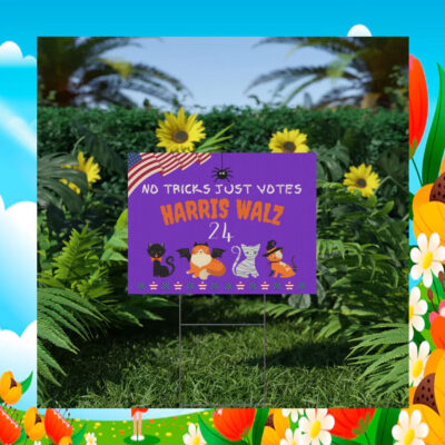 No Tricks Just Votes Harris Walz 24 Halloween Plastic Yard Sign