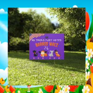 No Tricks Just Votes Harris Walz 24 Halloween Plastic Yard Sign