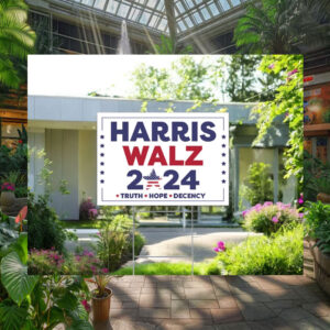 Official Harris Walz 2024 Truth Hope Decency Election Yard Sign